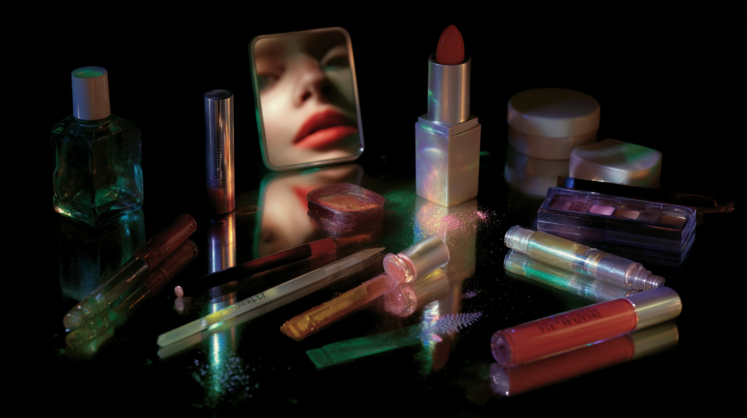 midjourney.studios.4_flatlay_of_makeup_products_against_a_dar_995d271b-2466-42c5-b840-f1d199cc1ccb_2